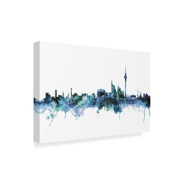 Michael Tompsett 'Berlin Germany Skyline Blue' Canvas Art,22x32
